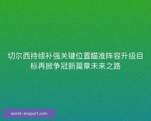 切尔西持续补强关键位置瞄准阵容升级目标再掀争冠新篇章未来之路